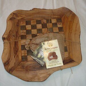 NEW Arte Legno Solid Olive Wood Checkerboard Set Made in Italy - NEW with tags!